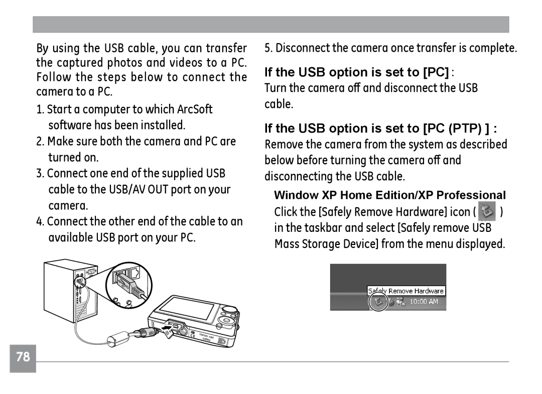 GE A830, G1, E1240, E1030, E1040 manual Mass Storage Device from the menu displayed 