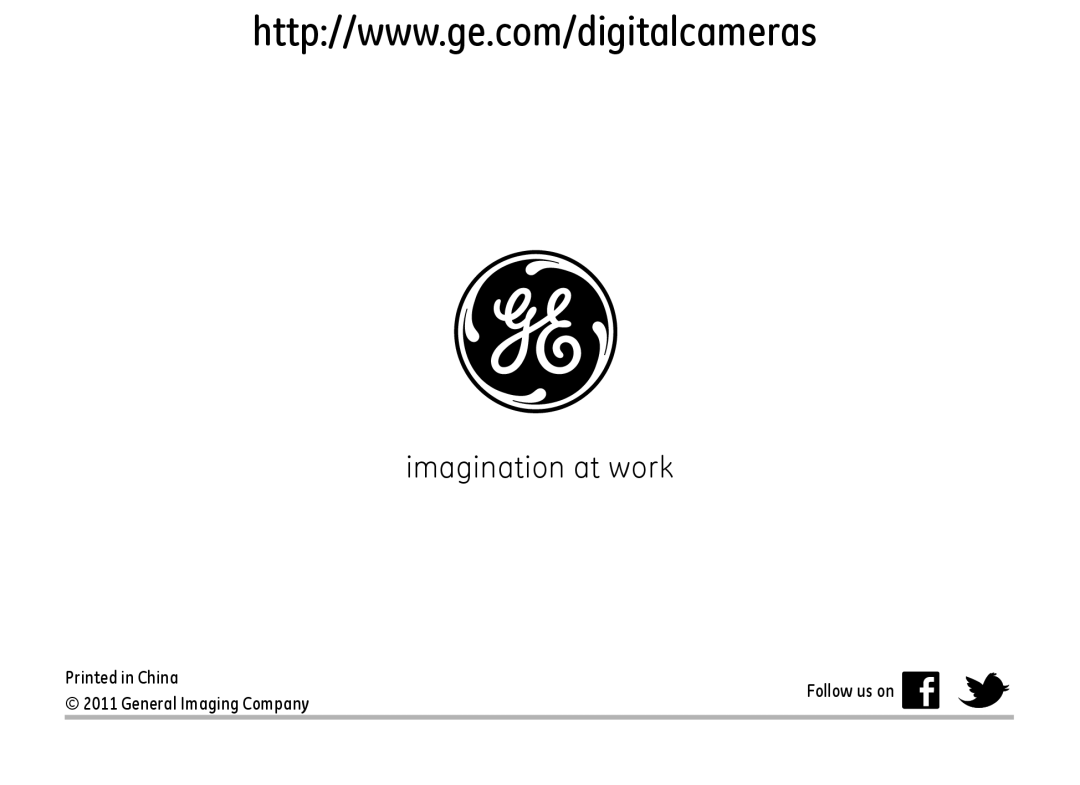 GE G100-WH, G100-BK, G100-RD user manual Follow us on, General Imaging Company 