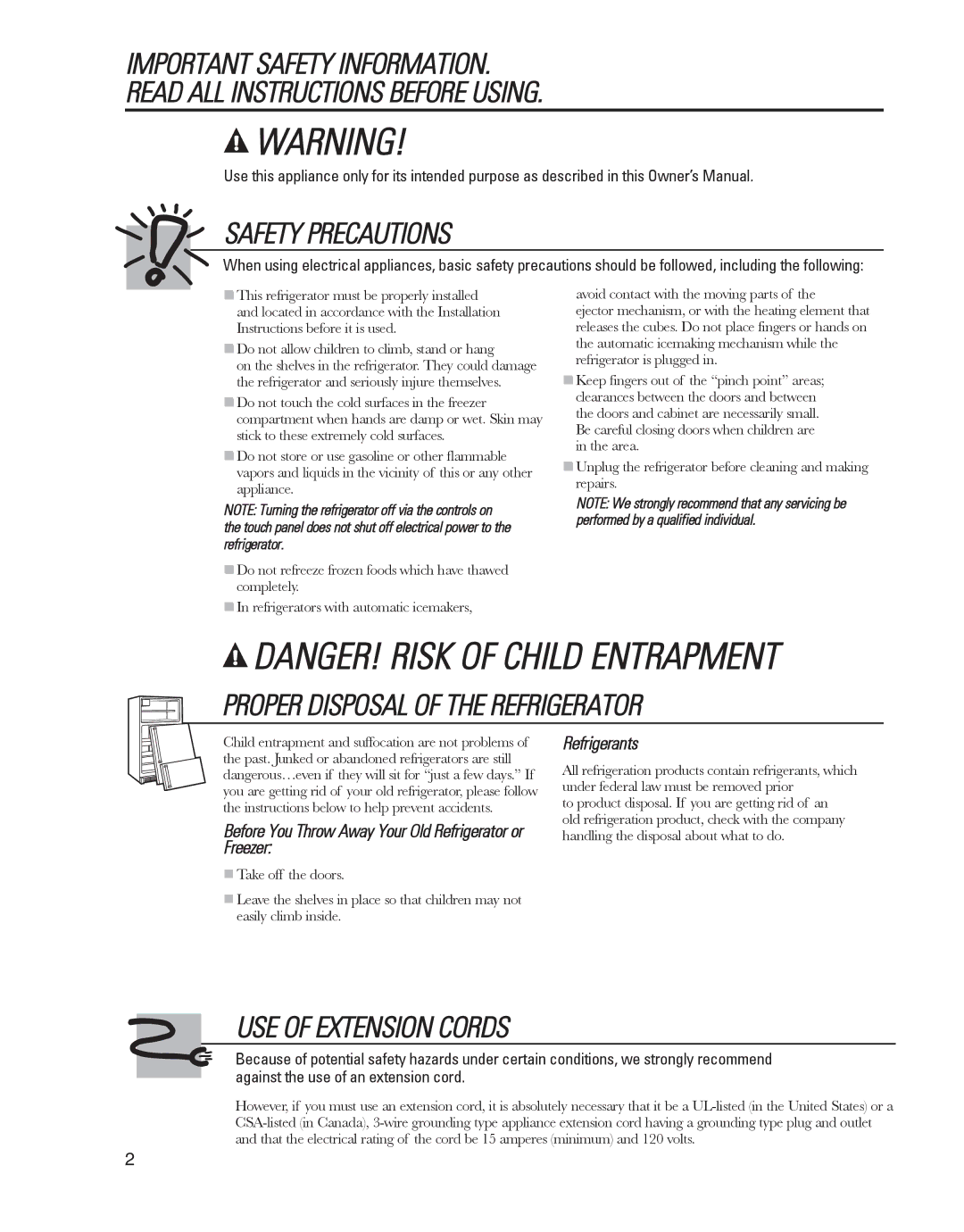 GE GARF19XXYK, ED5KVEXVQ manual Before You Throw Away Your Old Refrigerator or Freezer, Refrigerants 