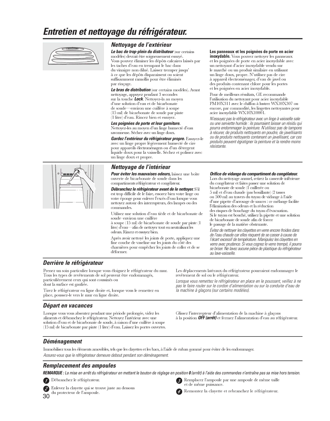 GE GARF19XXYK, ED5KVEXVQ manual Entretien et nettoyage du réfrigérateur 