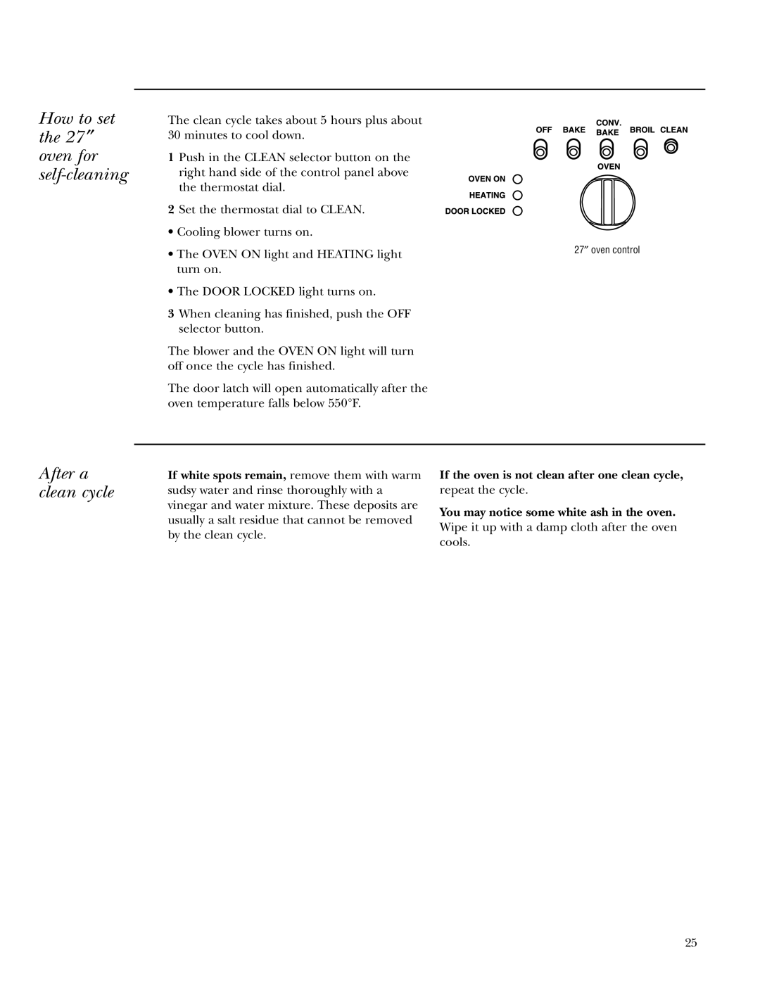 GE Gas Ranges owner manual You may notice some white ash in the oven 