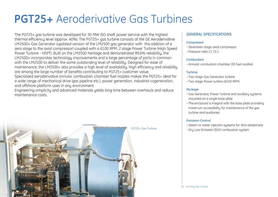 GE manual PGT25+ Aeroderivative Gas Turbines 