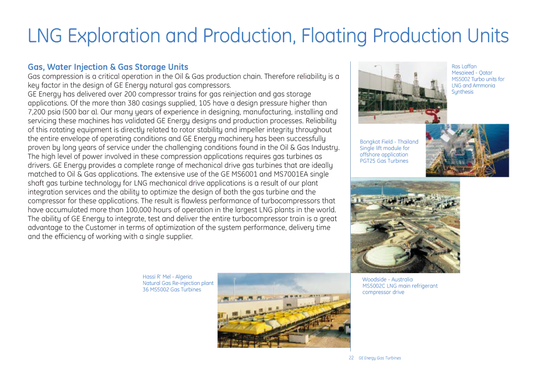 GE Gas Turbine manual LNG Exploration and Production, Floating Production Units, Gas, Water Injection & Gas Storage Units 