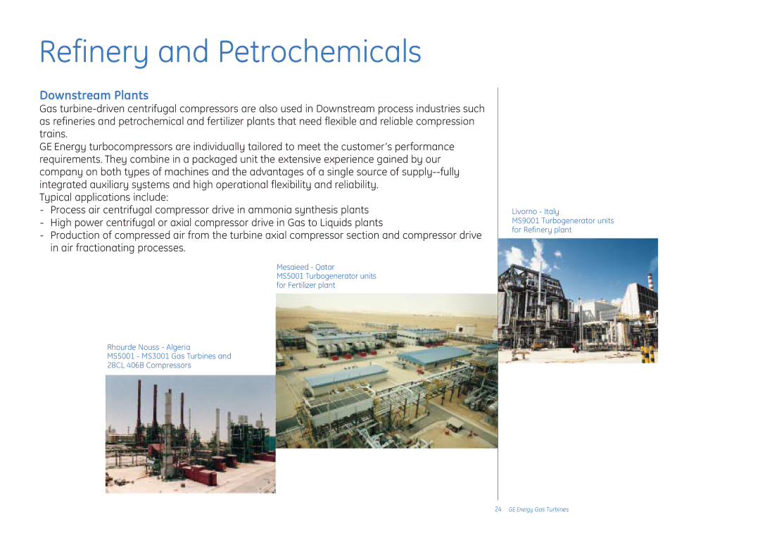 GE Gas Turbine manual Refinery and Petrochemicals, Downstream Plants 