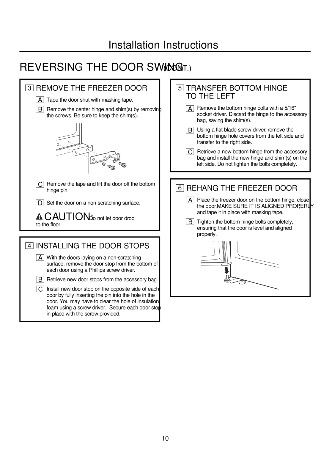 GE GBC12 owner manual Remove the Freezer Door 