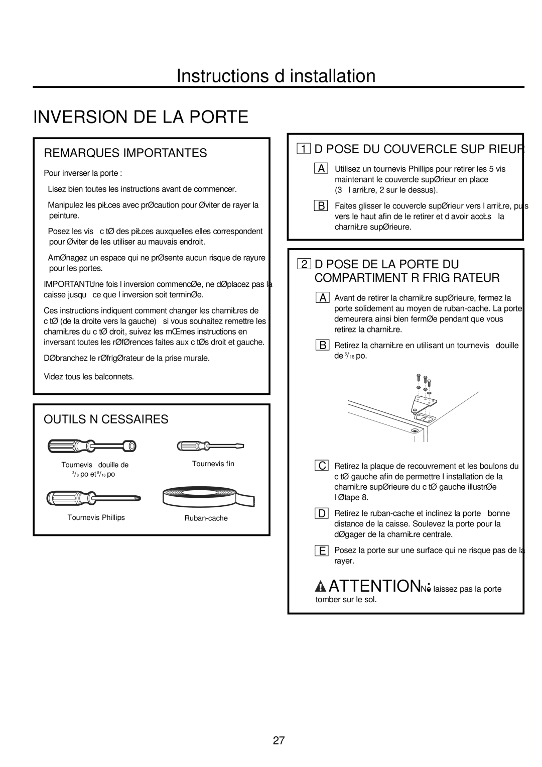 GE GBC12 owner manual Instructions d’installation 