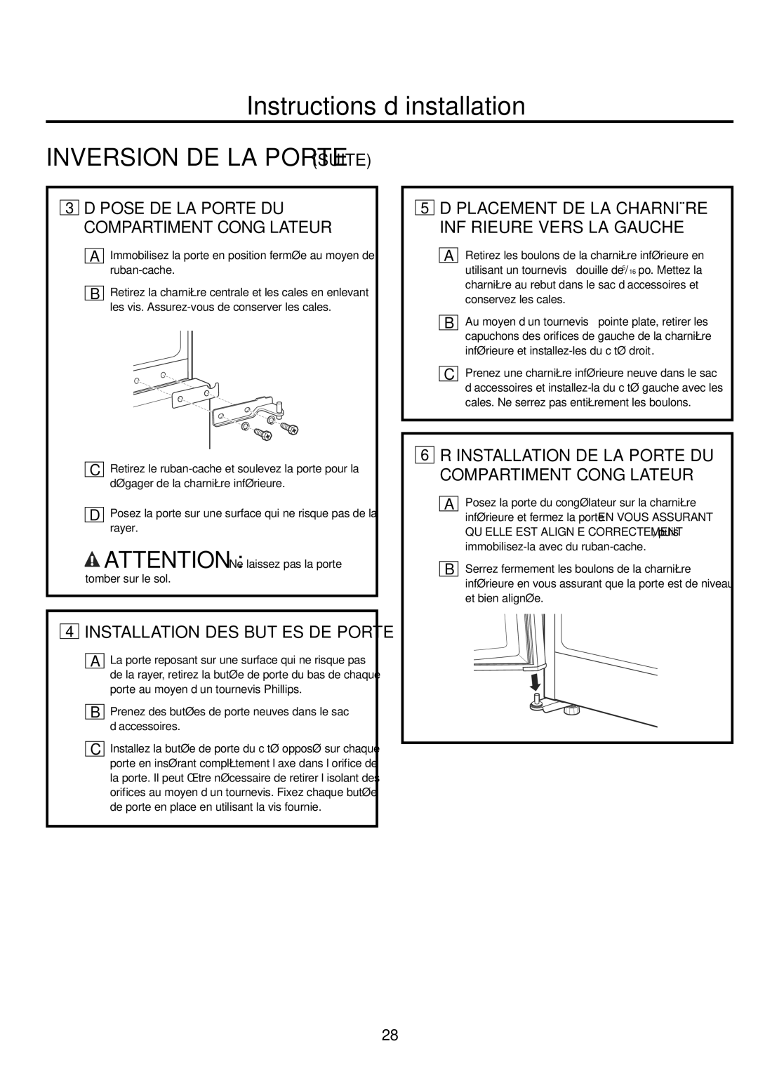 GE GBC12 owner manual Inversion DE LA Porte Suite 