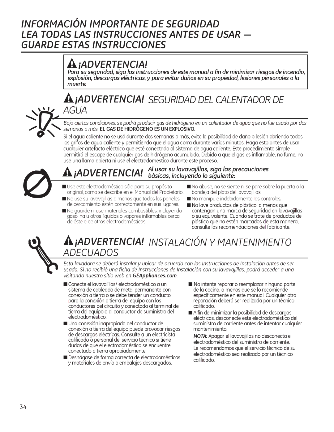 GE GDF530-550 Series, GDF510-540 Series $72$6/$6,16758&&,216$17686$5³, Guarde Estas Instrucciones ¡ADVERTENCIA 