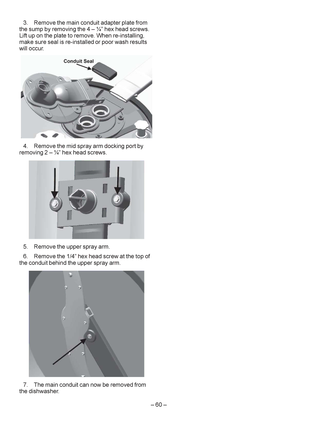 GE GDF540HGD manual  5HPRYH WKH Xsshu VSUD\ DUP,  7KH Pdlq Frqgxlw FDQ QRZ EH Uhpryhg Iurp WKH GLVKZDVKHU, ±  ± 