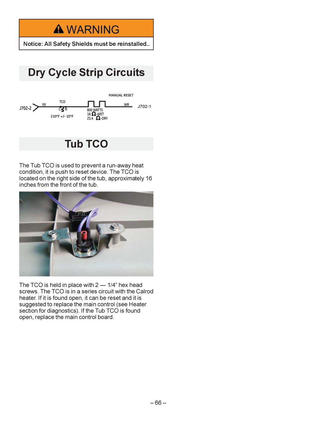 GE GDF510PGD, GDF540HGD, GDF520PGD, GDT530PGD, GDT550HGD manual Dry Cycle Strip Circuits Tub TCO, ±  ± 