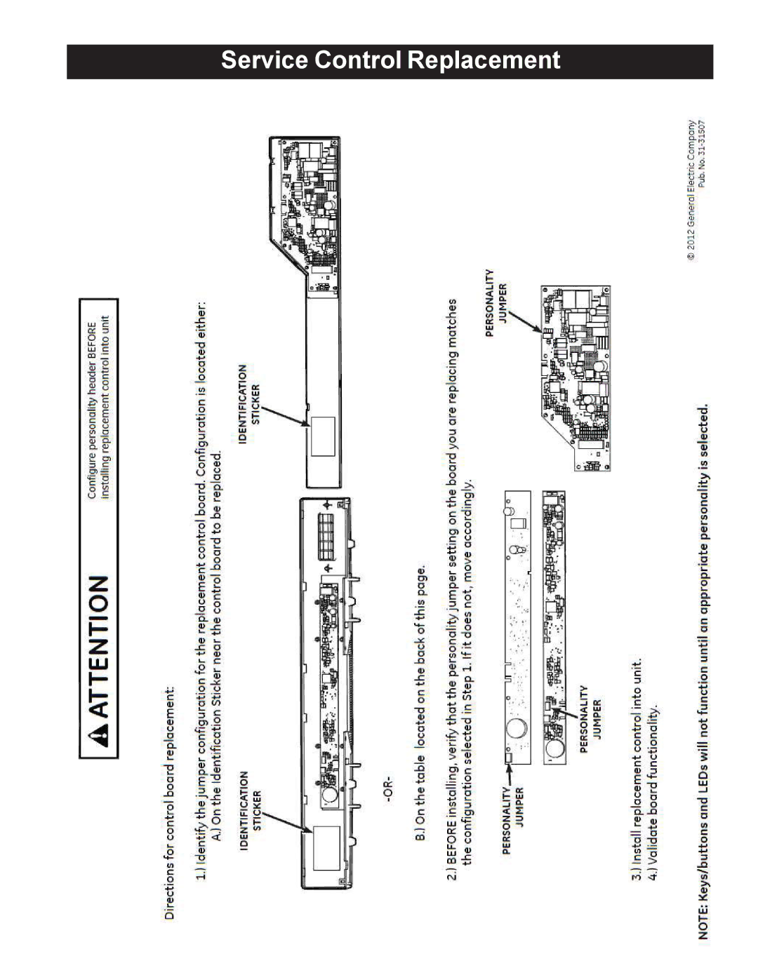 GE GDF520PGD, GDF540HGD, GDF510PGD, GDT530PGD, GDT550HGD manual Service Control Replacement 