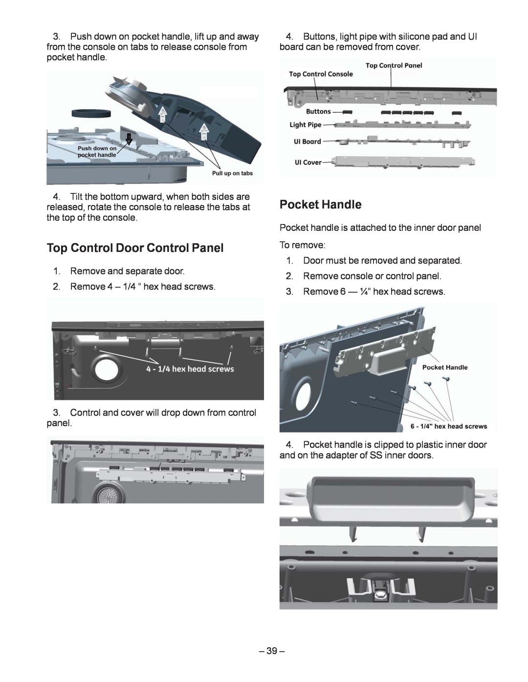 GE GDT550HGD Top Control Door Control Panel, Pocket Handle,  5HPRYH DQG VHSDUDWH GRRU, 5HPRYH  ó´ KH KHDG VFUHZV 
