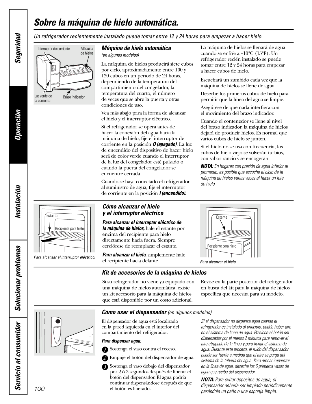 GE GDL22KCWSS manual Sobre la máquina de hielo automática, Solucionar, Servicio al consumidor, Máquina de hielo automática 