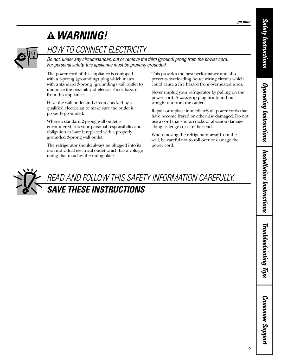 GE GDL22KCWSS manual Instructions Troubleshooting Tips Consumer Support, Ge.com 