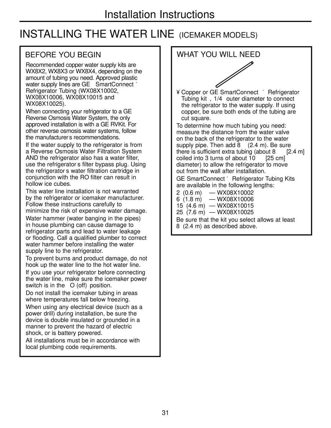 GE GDL22KCWSS manual Installing the Water Line Icemaker Models, What YOU will Need 