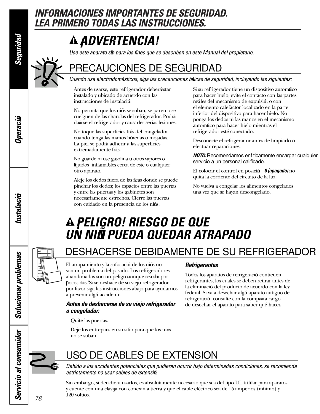 GE GDL22KCWSS Operación Instalación, Servicio al, Antes de deshacerse de su viejo refrigerador o congelador, Refrigerantes 