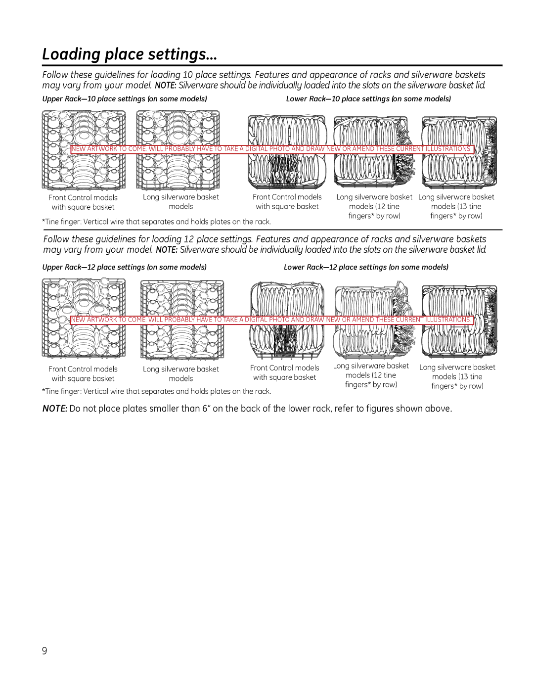 GE gdt510-540 owner manual Loading place settings…, Upper Rack-10 place settings on some models 