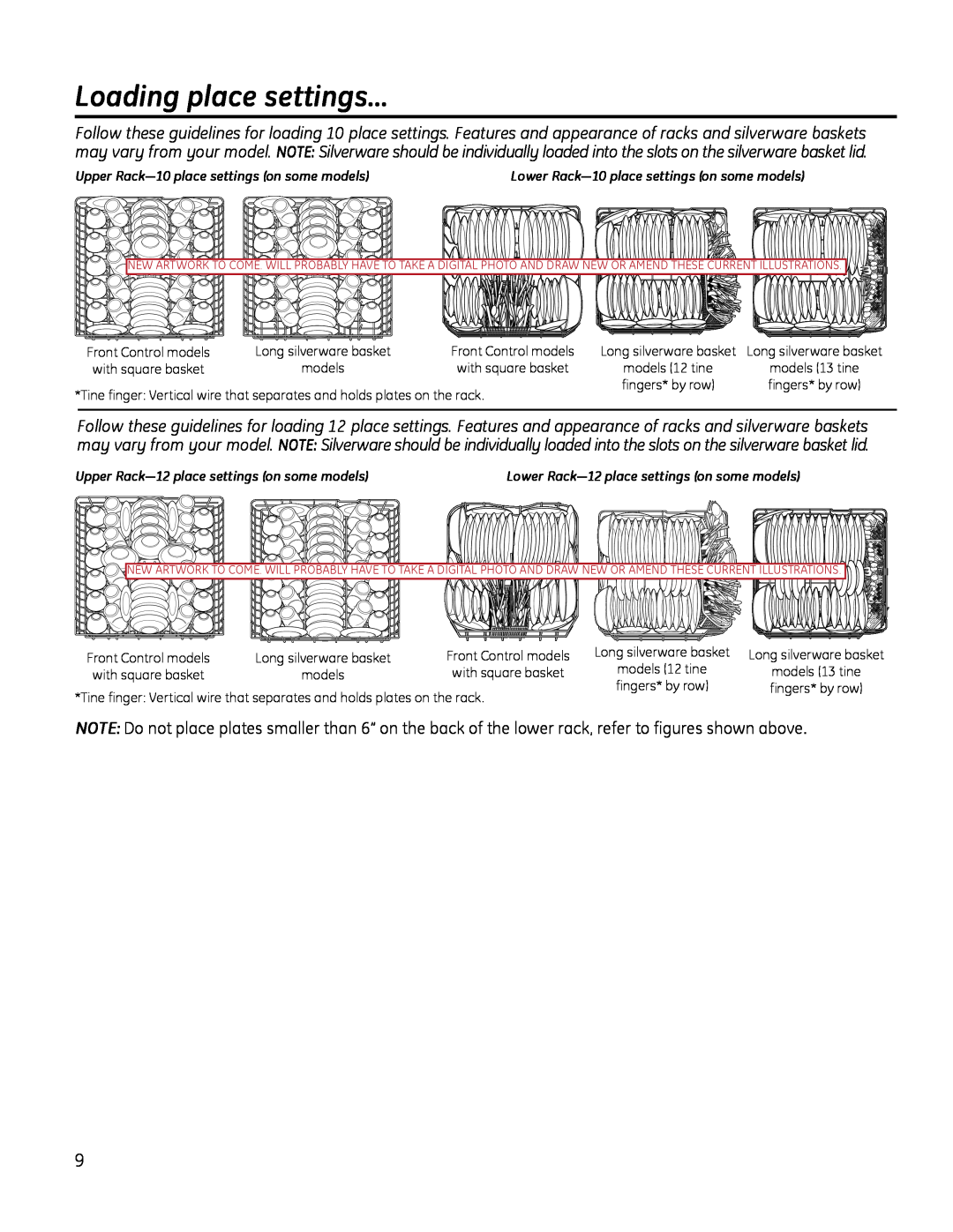 GE gdt510-540 owner manual Loading place settings…, Upper Rack-10 place settings on some models 