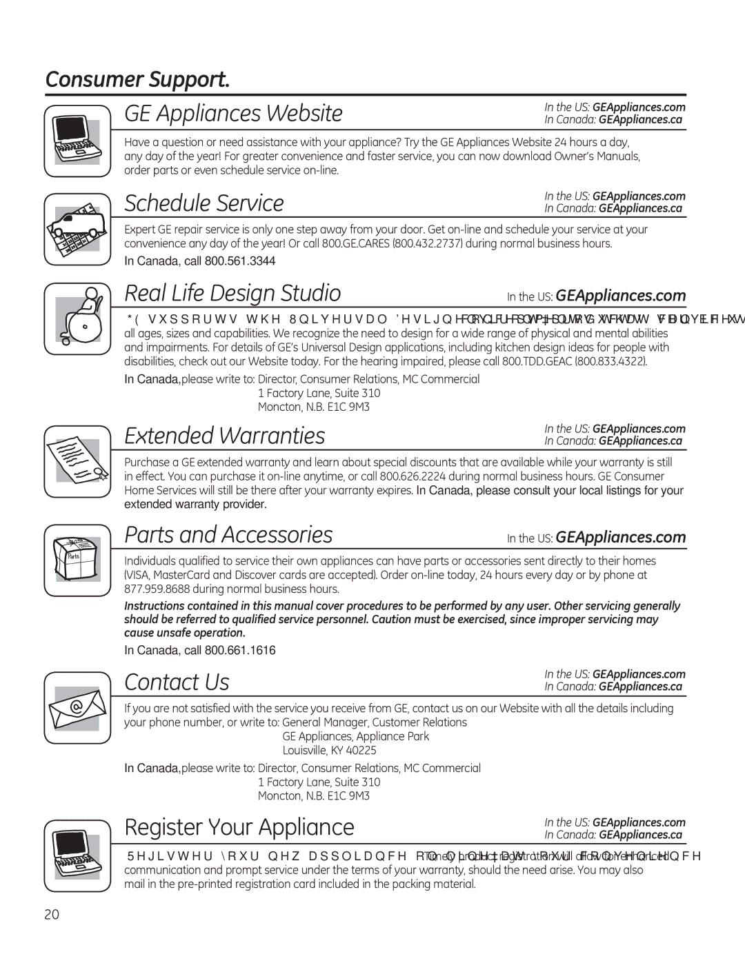 GE GDT720SSFSS, GDT580SSFSS, GDF520PGDWW, GDF520PGDBB Consumer Support, US GEAppliances.com Canada GEAppliances.ca 