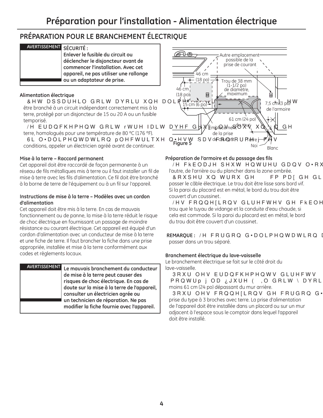 GE GE 31-30263 05-10 Préparation pour l’installation Alimentation électrique, Préparation Pour LE Branchement Électrique 