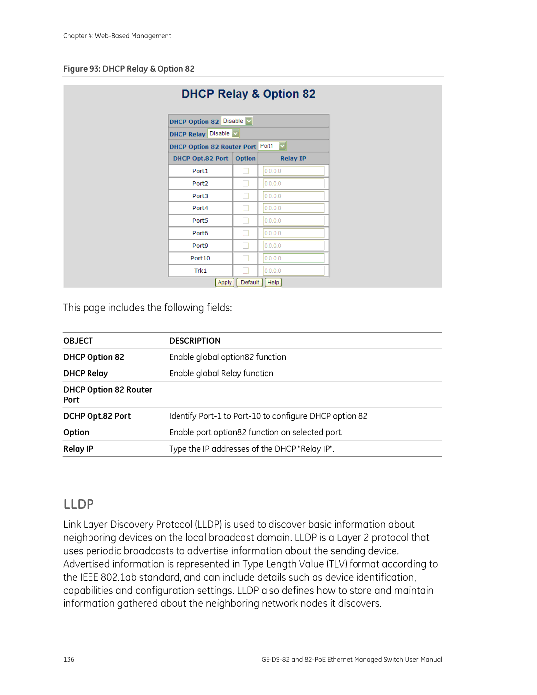 GE GE-DS-82, 82-POE user manual Lldp 