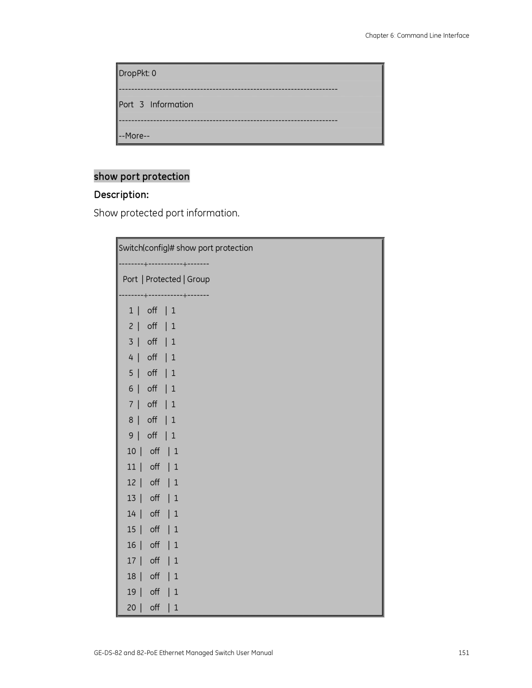 GE 82-POE, GE-DS-82 user manual Show protected port information 