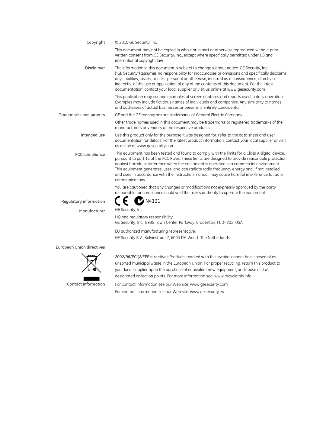 GE GE-DS-82, 82-POE user manual N4131 