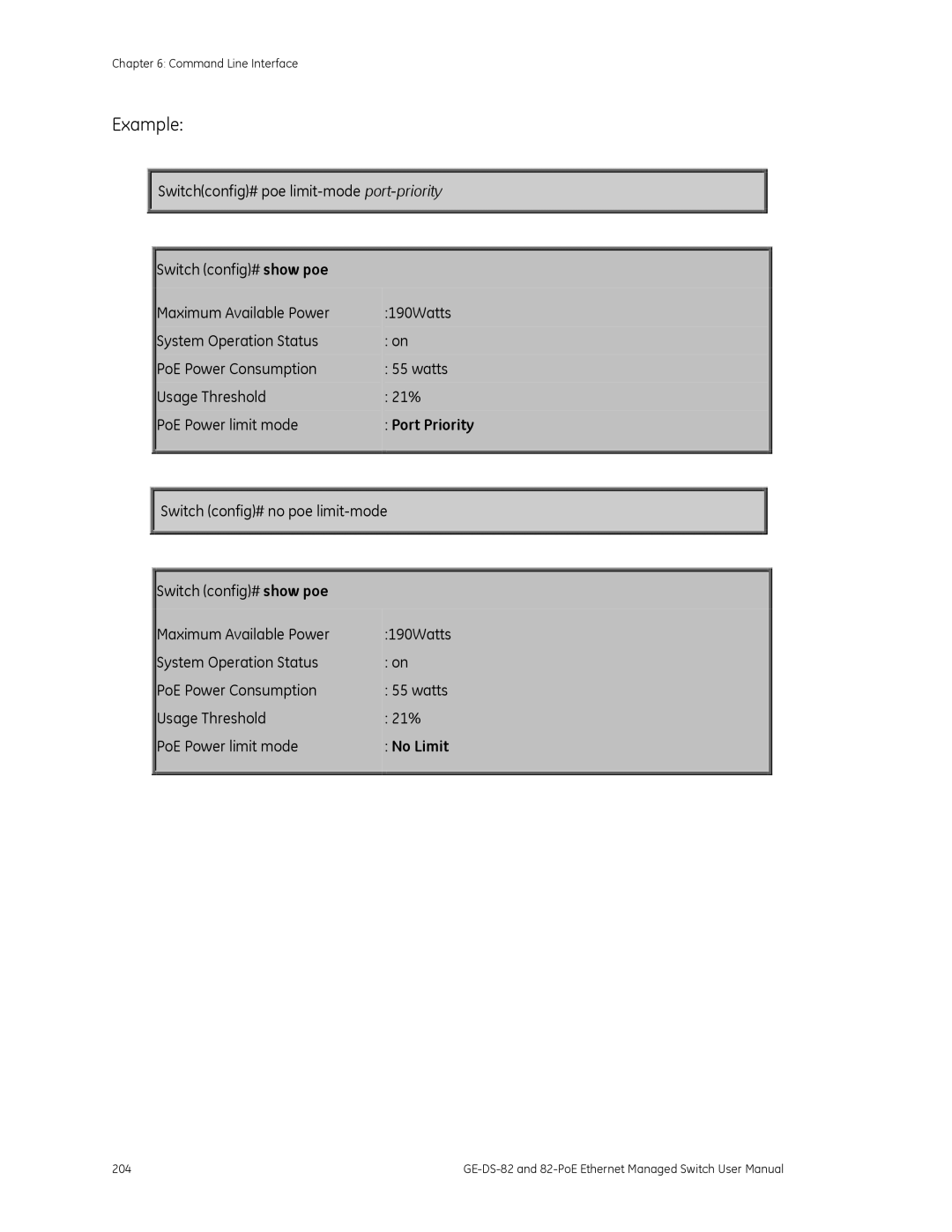 GE GE-DS-82, 82-POE user manual Port Priority, No Limit 