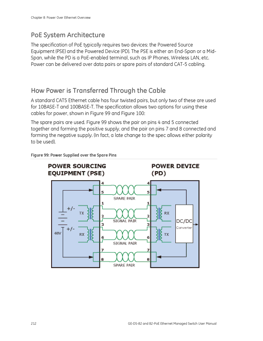 GE GE-DS-82, 82-POE user manual PoE System Architecture, How Power is Transferred Through the Cable 