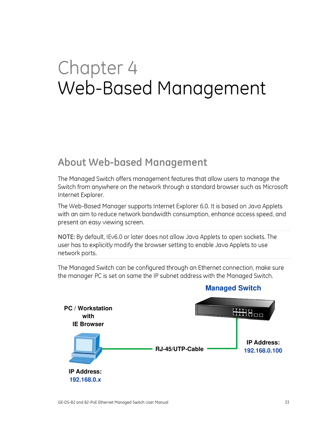 GE 82-POE, GE-DS-82 user manual Web-Based Management, About Web-based Management 