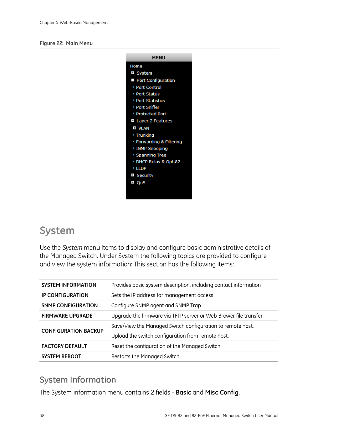 GE GE-DS-82, 82-POE user manual System Information 