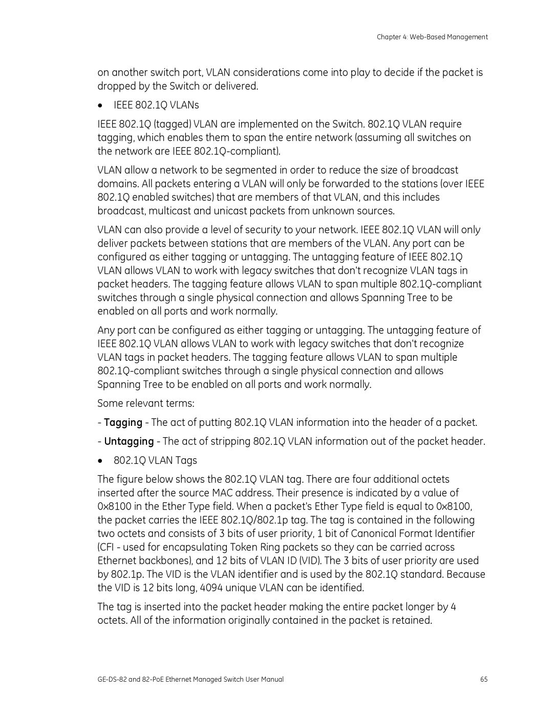 GE 82-POE, GE-DS-82 user manual Web-Based Management 