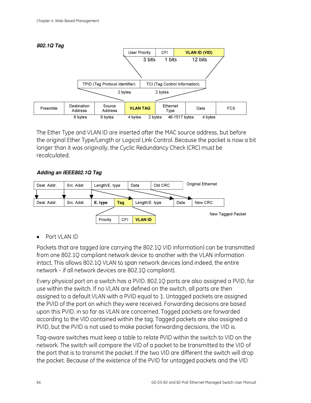 GE GE-DS-82, 82-POE user manual 802.1Q Tag 