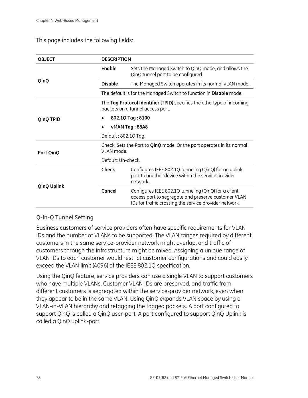 GE GE-DS-82, 82-POE user manual In-Q Tunnel Setting, Object 