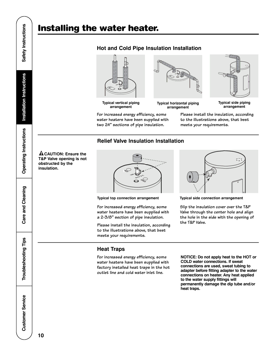 GE GE Series, AP12169-5 Hot and Cold Pipe Insulation Installation, Relief Valve Insulation Installation, Heat Traps 