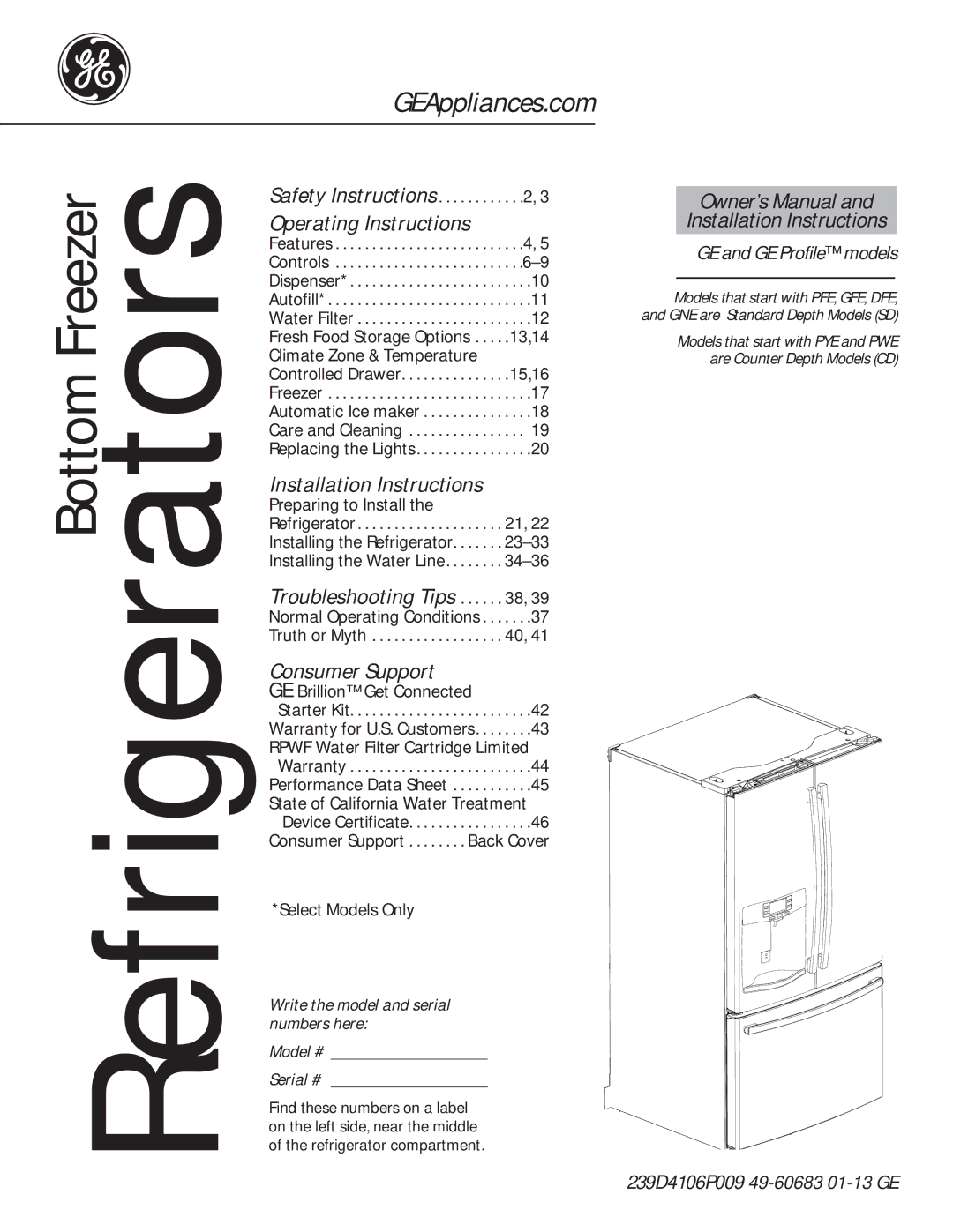 GE GE installation instructions Safety Instructions . . . . . . . . . . . .2, Preparing to Install, Select Models Only 