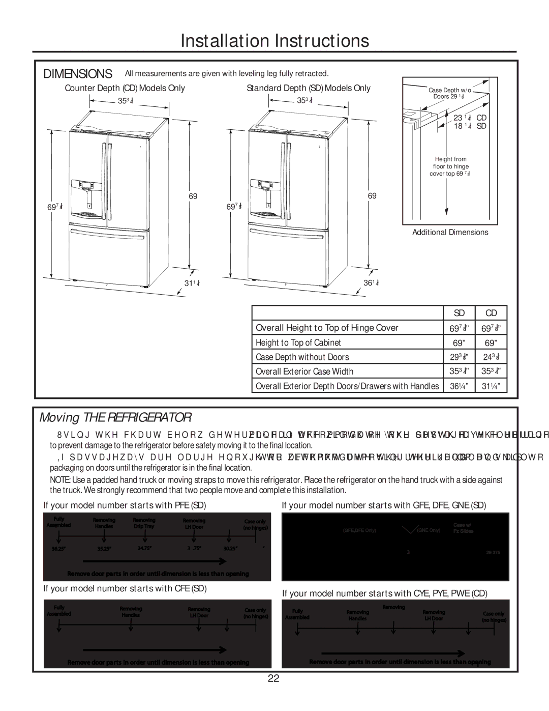 GE GE Overall Height to Top of Hinge Cover, Height to Top of Cabinet Case Depth without Doors, Overall Exterior Case Width 