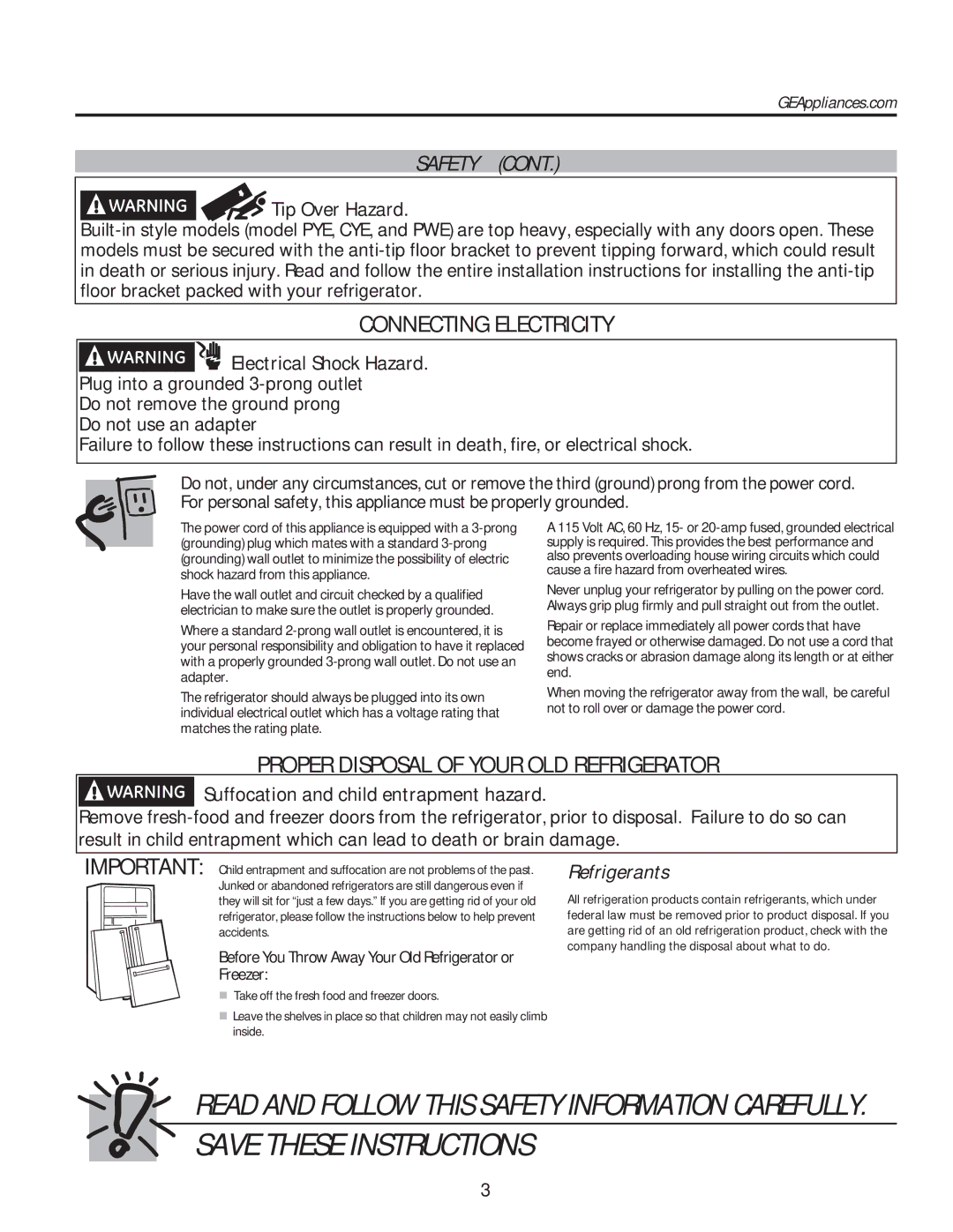 GE Connecting Electricity, Proper Disposal of Your OLD Refrigerator, Refrigerants, GEAppliances.com, Freezer 