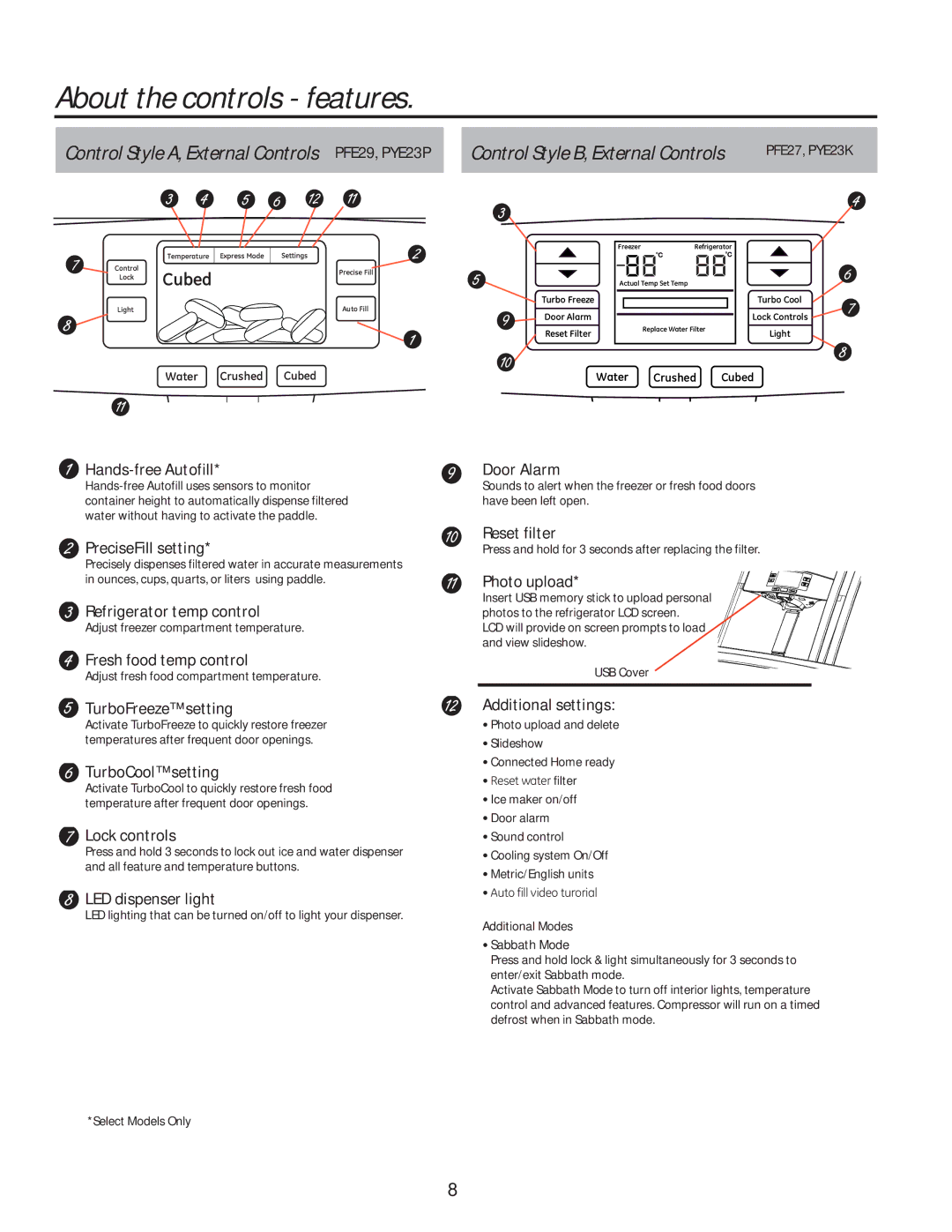 GE GE installation instructions About the controls features 