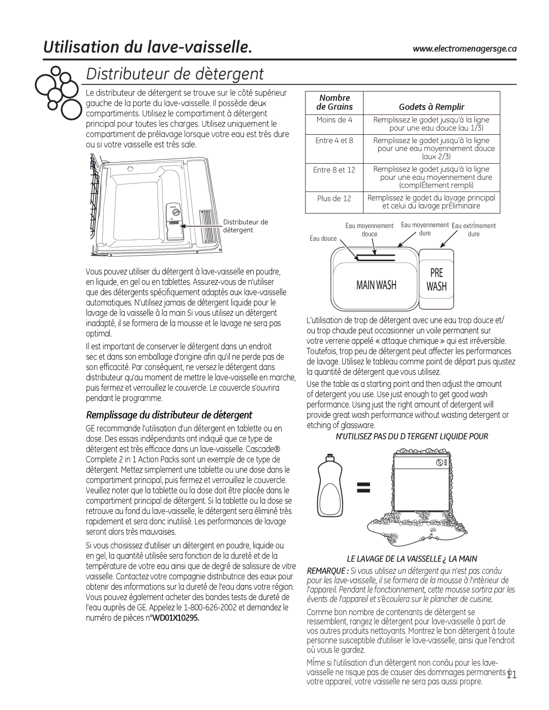 GE GE owner manual LVWULEXWHXUGHGqWHUJHQW, 1RPEUH, Gh*Udlqv 