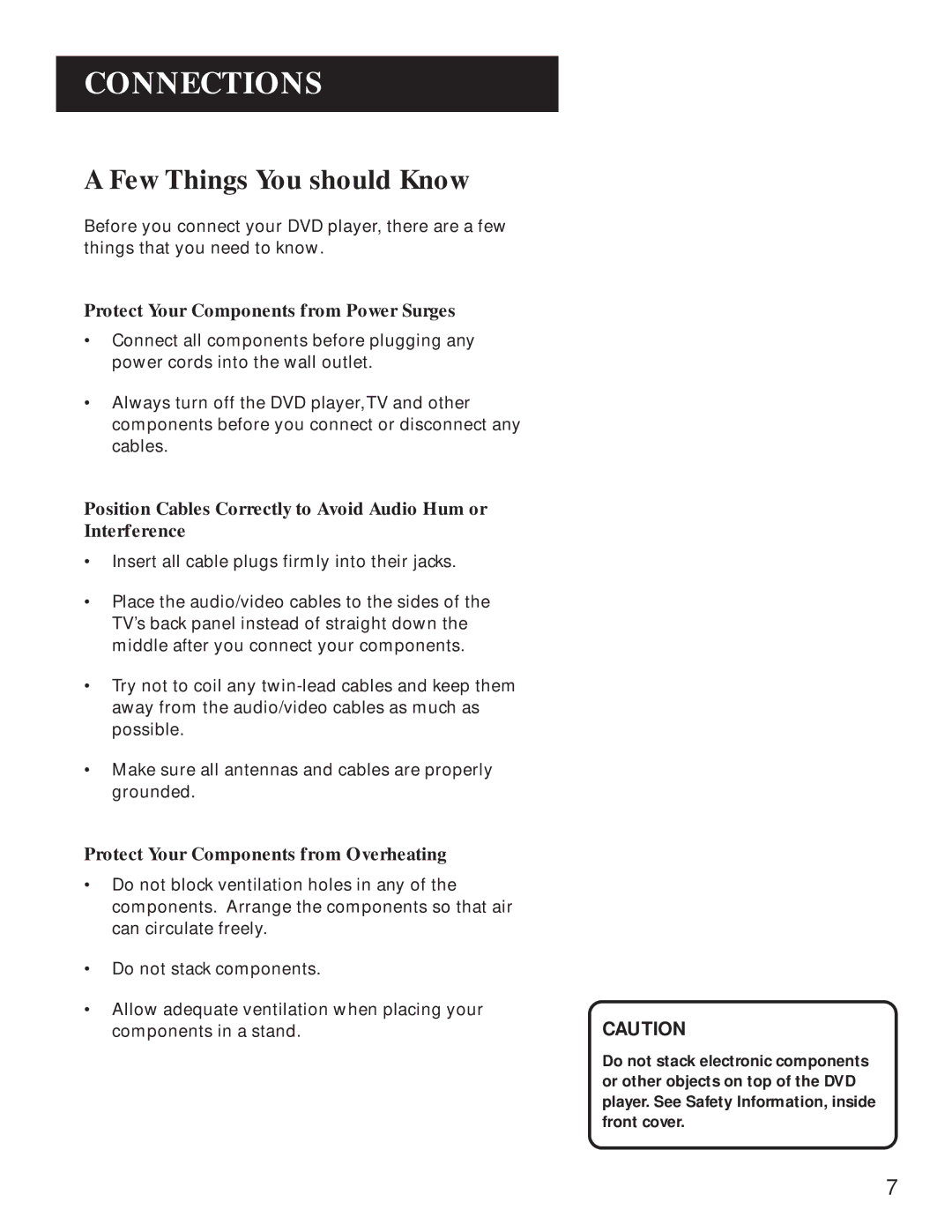 GE GE1100P manual Connections, Few Things You should Know, Protect Your Components from Power Surges 