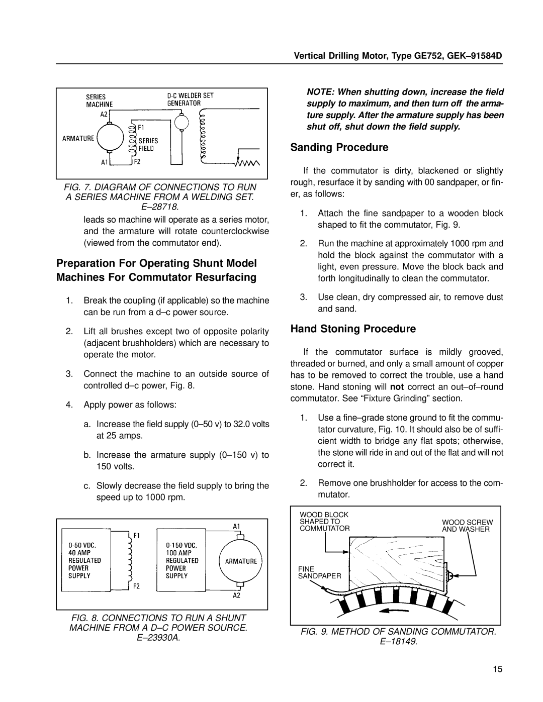 GE GE752 manual Sanding Procedure, Hand Stoning Procedure 