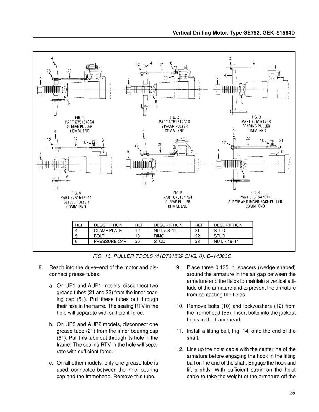 GE GE752 manual Puller Tools 41D731569 CHG . E±14383C 