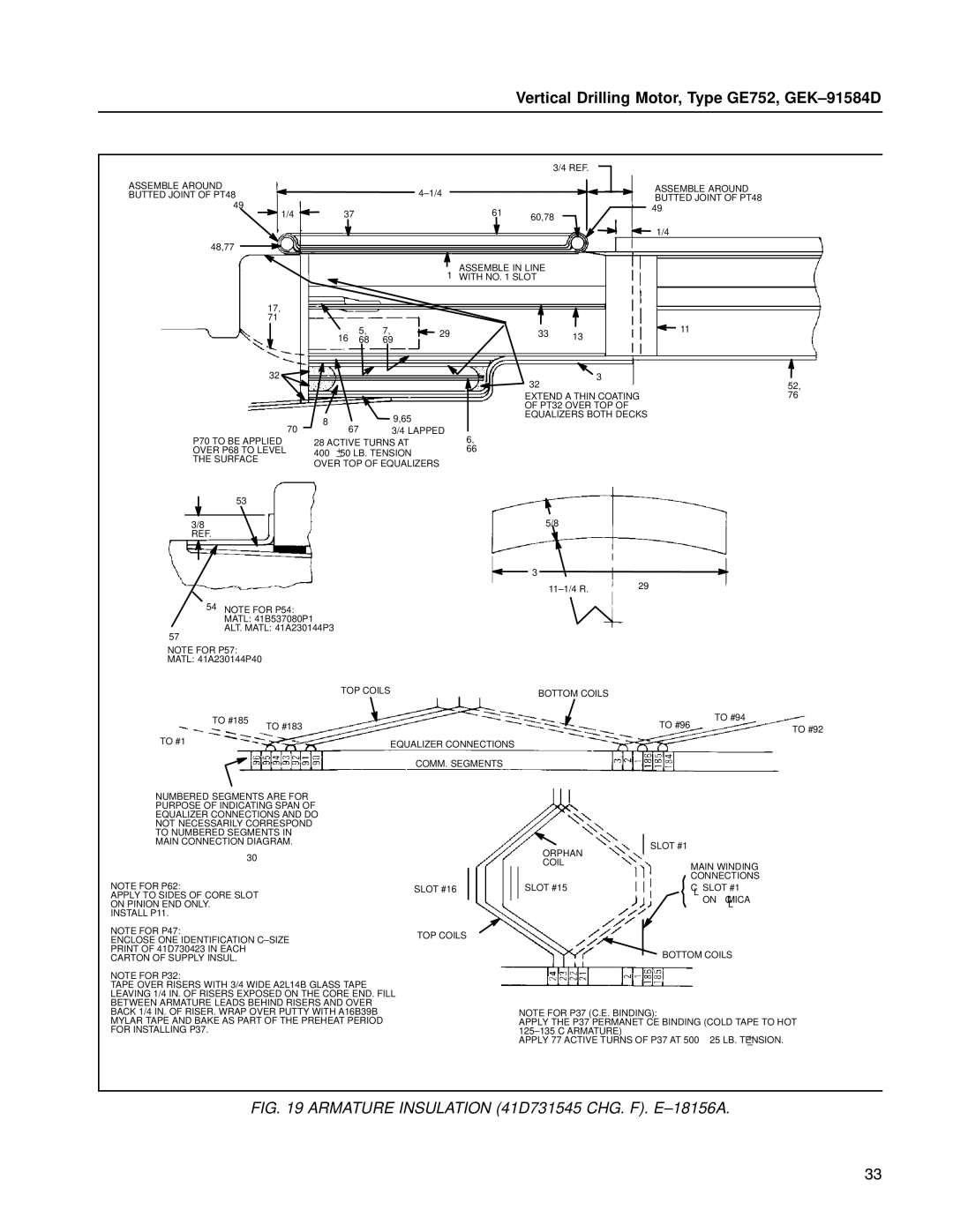 GE GE752 manual Armature Insulation 41D731545 CHG. F. E±18156A 