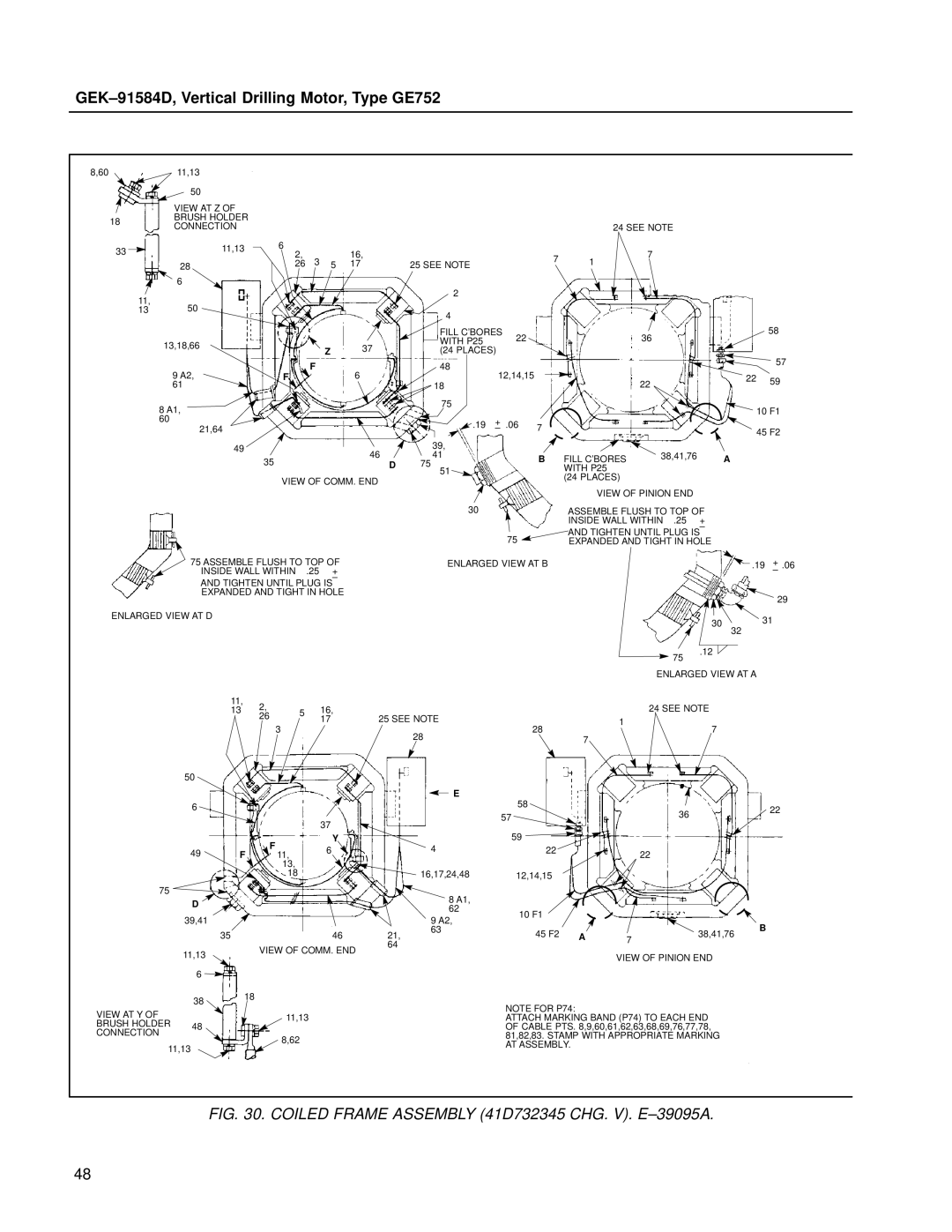 GE GE752 manual Coiled Frame Assembly 41D732345 CHG. V. E±39095A 