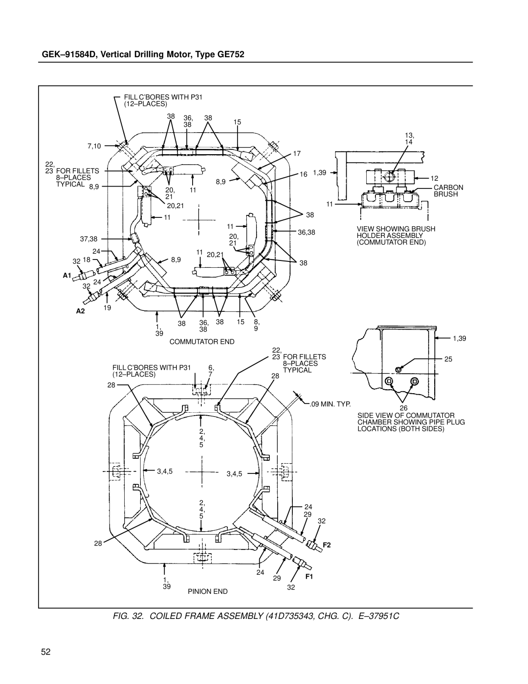 GE GE752 manual Coiled Frame Assembly 41D735343, CHG. C. E±37951C 