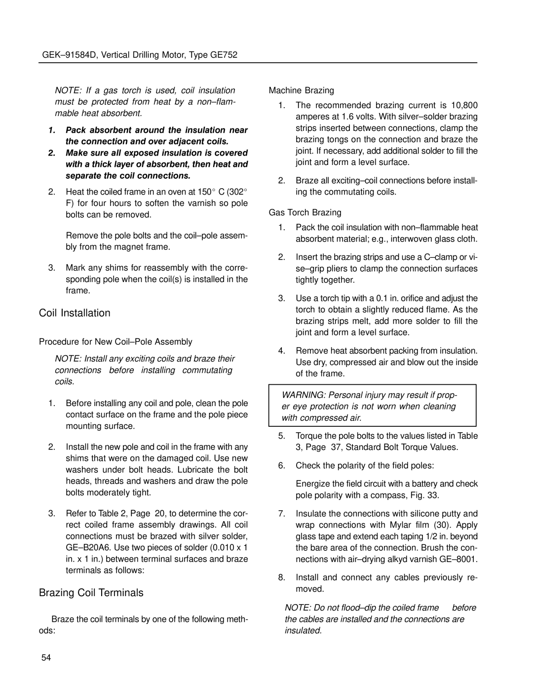GE GE752 manual Brazing Coil Terminals, Gas Torch Brazing 