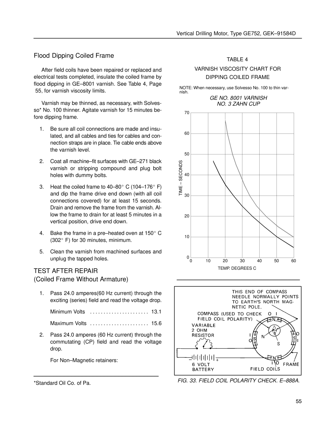 GE GE752 manual Flood Dipping Coiled Frame, Test After Repair, Coiled Frame Without Armature 