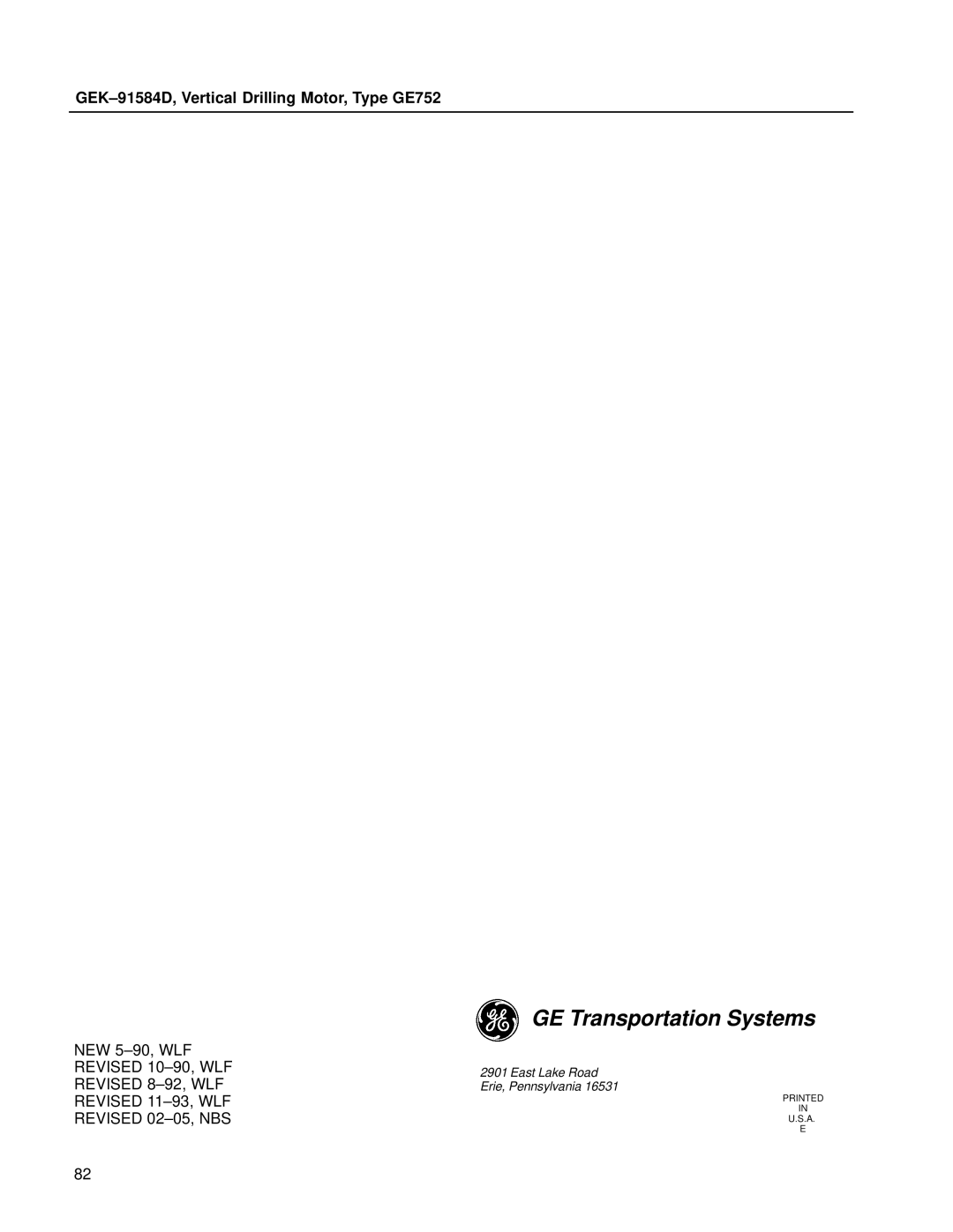 GE GE752 manual GE Transportation Systems 