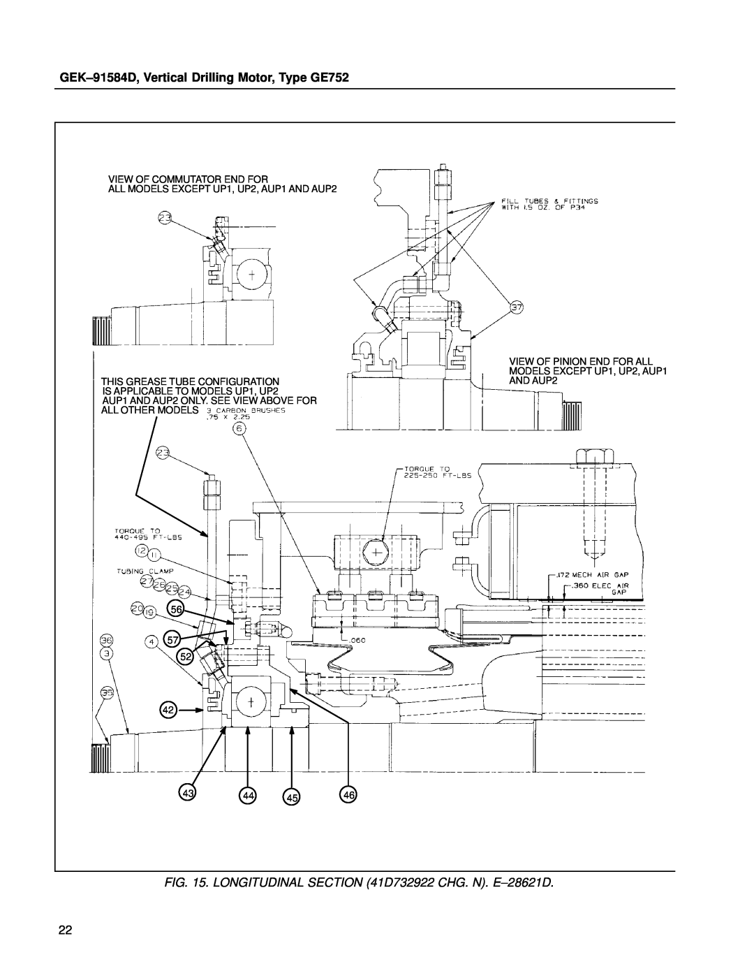 GE manual LONGITUDINAL D732922 CHG. N. E±28621D, GEK±91584D, Vertical Drilling Motor, Type GE752 